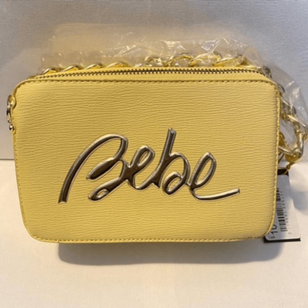 Bebe Bruna Camera Bag Butter Yellow Gold Chain Crossbody Handbag New - Picture 4 of 8